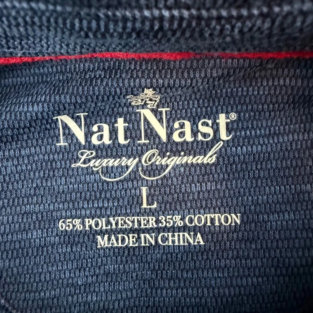Nat Nast Polo Shirt Men's Large Blue Red Contrast Stitch Luxury Originals Short